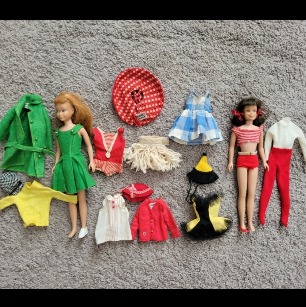 Vintage 1963, 1964 Skipper & Scooter Dolls With Their Clothing